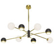 Candelabru modern auriu abajururi sticla opal 4xG9/60W si 4xGU10/60W Moka 1971 Jupiter